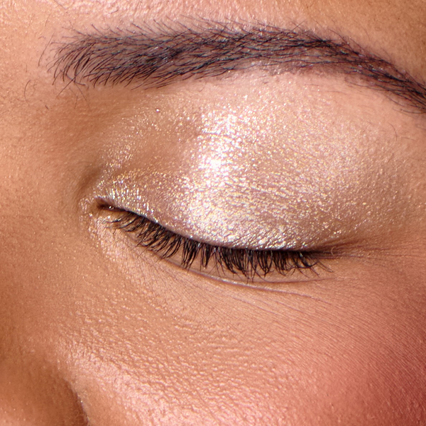 Softlight™ Glistening Eye Topper in Soft Gold, worn