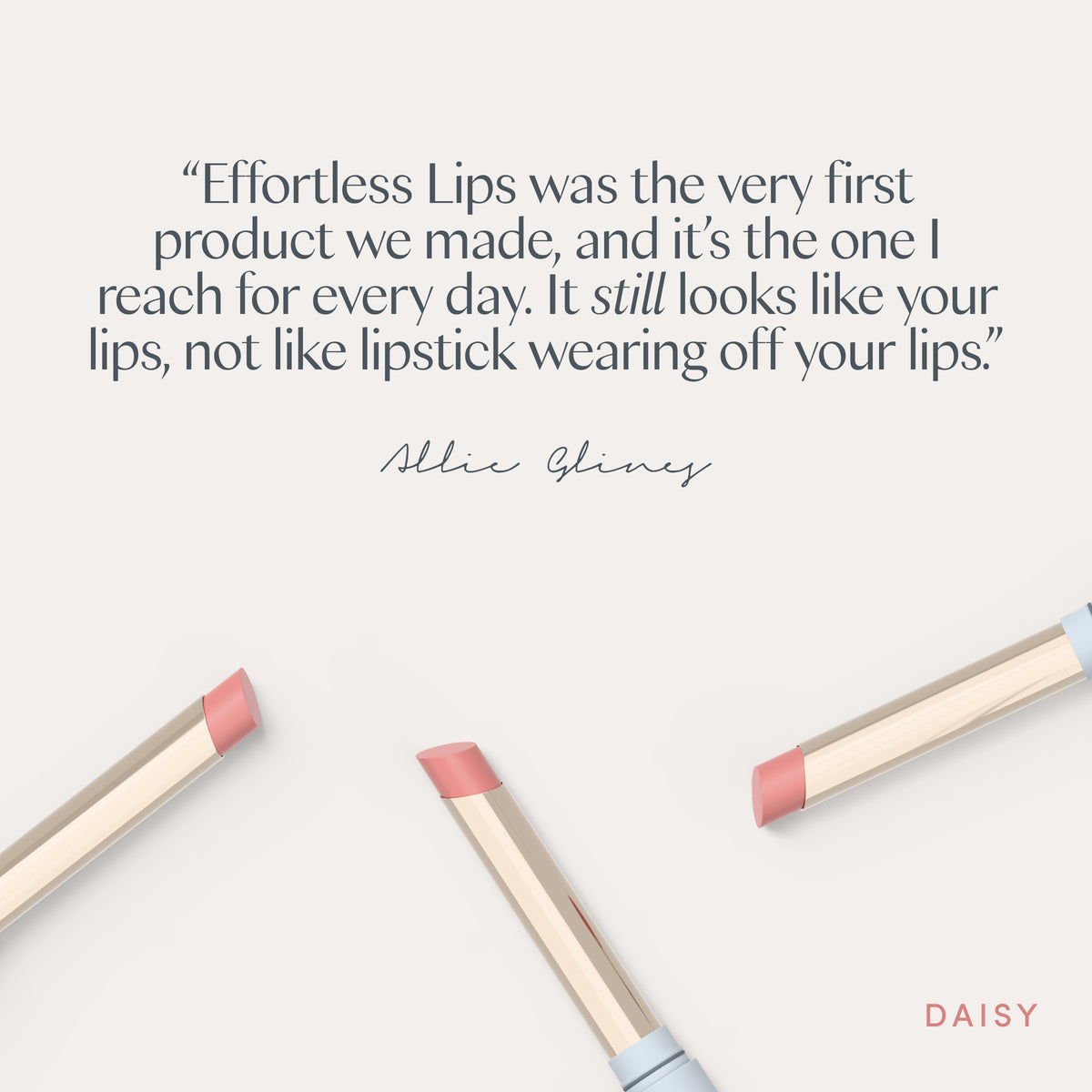 “Effortless Lips was the very first product we made, and it’s the one I reach for every day. It still looks like your lips, not like lipstick wearing off your lips.” Allie Glines. Ravie Beauty Effortless Lips™ Sheer-Buildable Lip Color in Daisy 