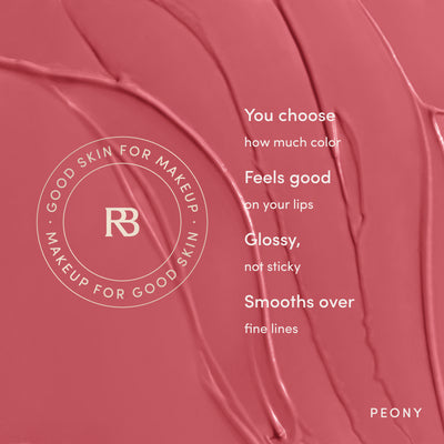 You choose how much color. Feels good on your lips. Glossy, not sticky. Smooths over fine lines. Ravie Beauty Effortless Lips™ Sheer-Buildable Lip Color in Peony 