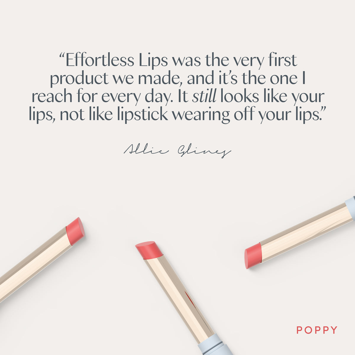 “Effortless Lips was the very first product we made, and it’s the one I reach for every day. It still looks like your lips, not like lipstick wearing off your lips.” Allie Glines. Ravie Beauty Effortless Lips™ Sheer-Buildable Lip Color in Poppy 